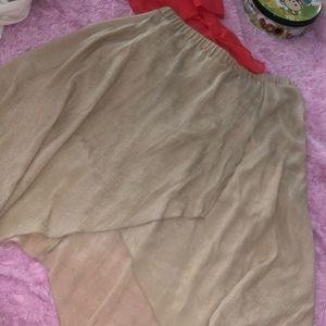 beige female midi skirt